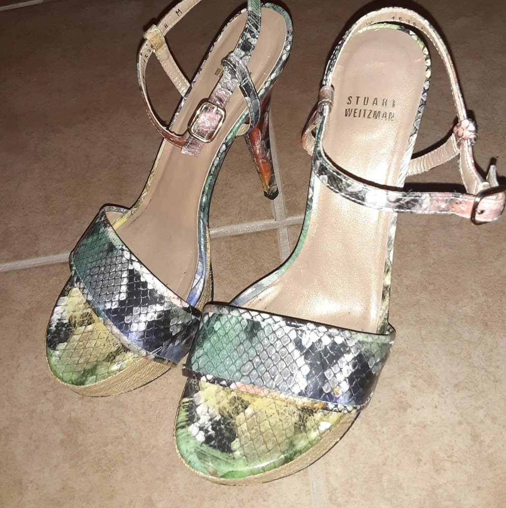 Green Python print heels - Picture 3 of 5